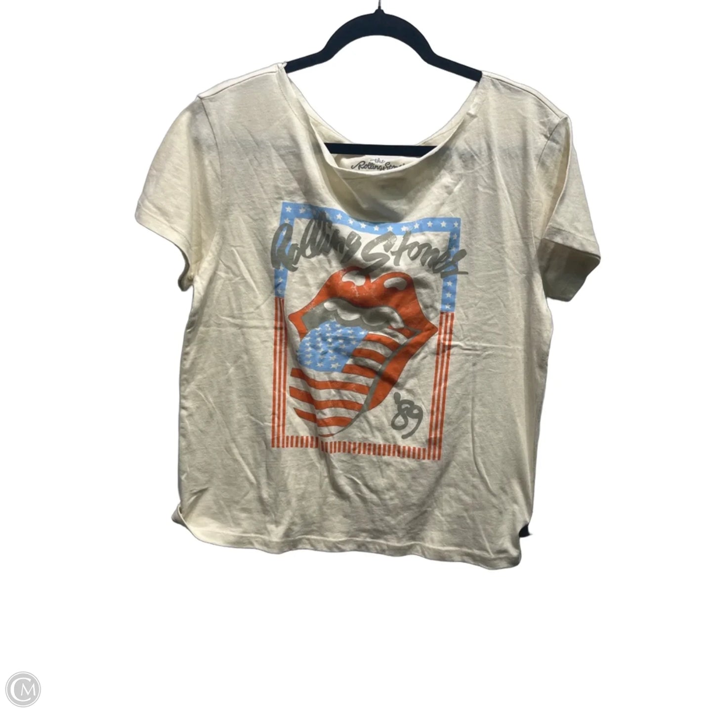 Top Short Sleeve By  ROLLING STONES In Cream, Size: Xxs