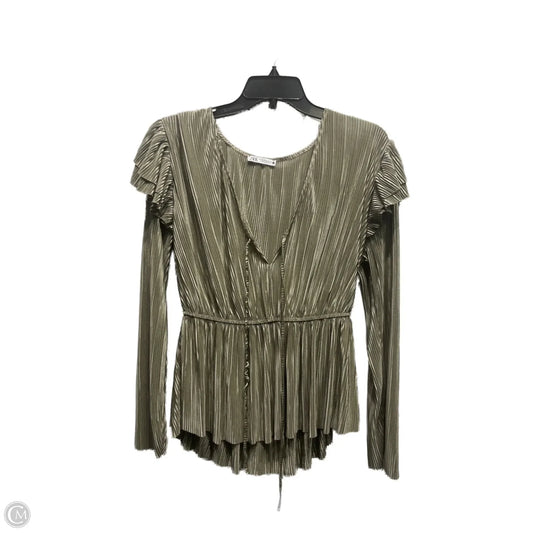 Top Long Sleeve By Zara In Grey, Size: Xl