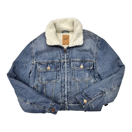 Jacket Denim Sherpa By Gap In Blue Denim, Size:Mp
