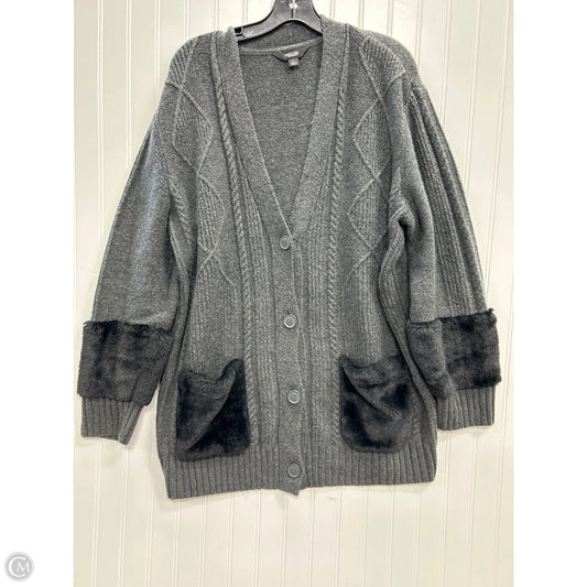 Sweater Cardigan By Simply Vera In Grey, Size: L