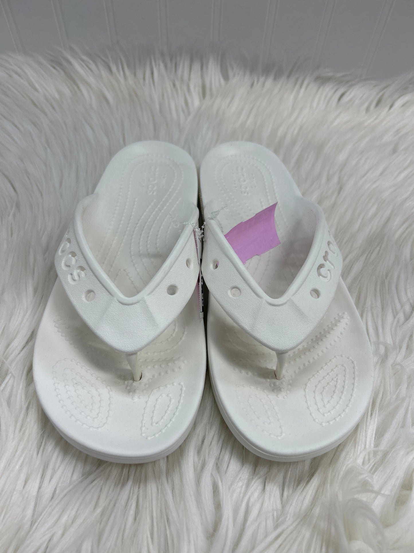 Sandals Flip Flops By Crocs In White, Size:8