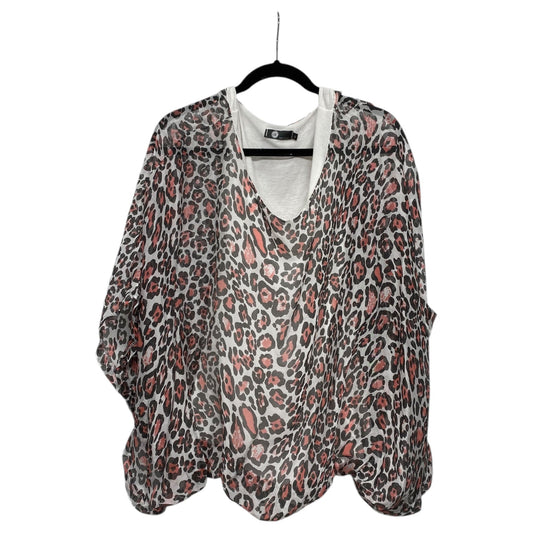 Blouse Ls By Jm Collections In Animal Print, Size:Xl