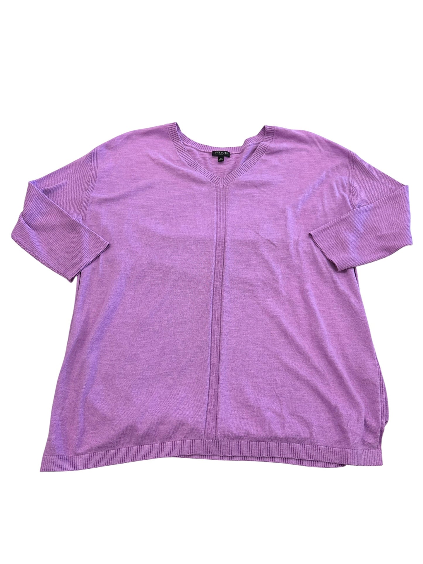 Top 3/4 Sleeve By Talbots In Purple, Size:Xl