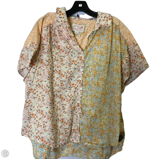 Top Short Sleeve By American Eagle In Floral Print, Size: L