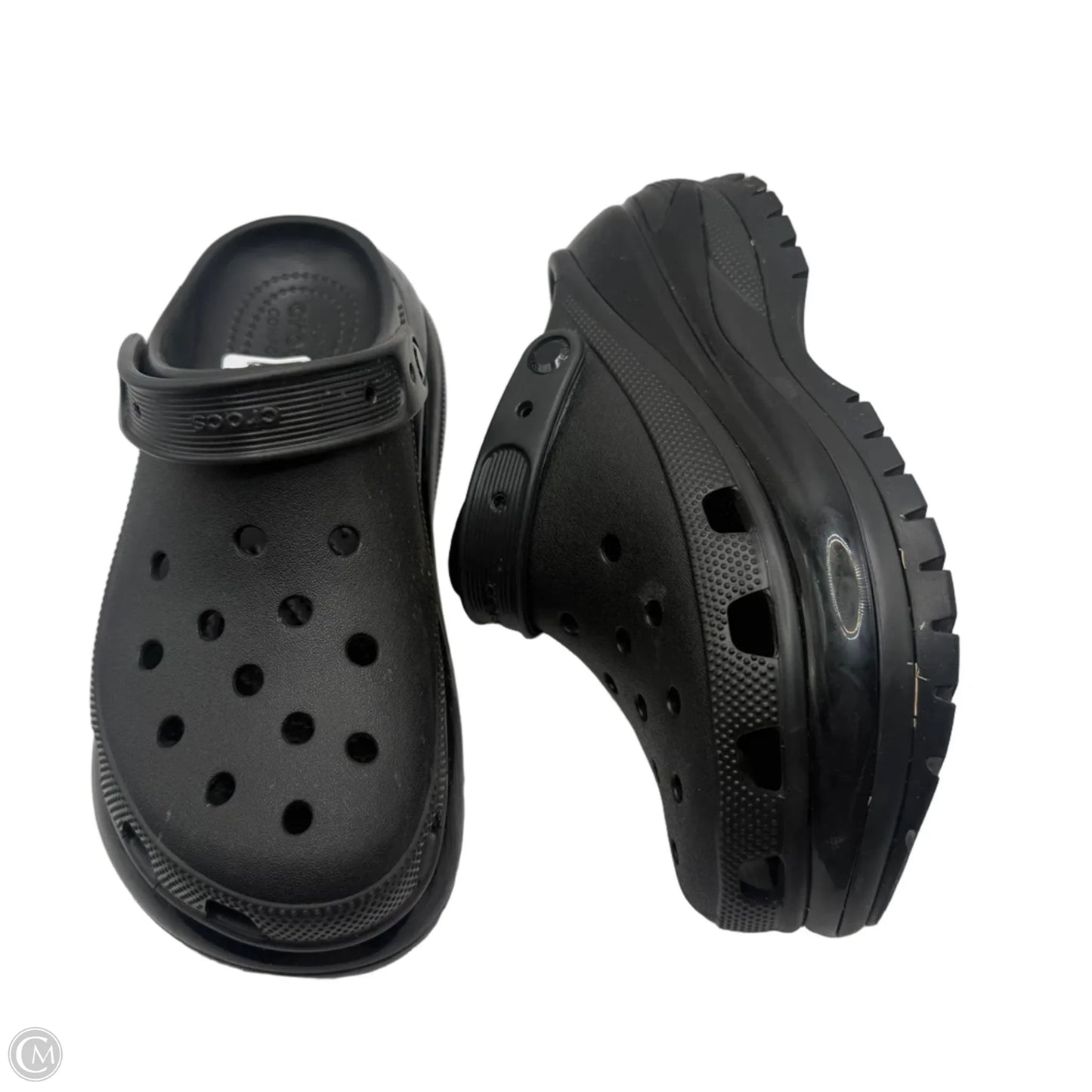Sandals Heels Platform By Crocs In Black, Size: 9