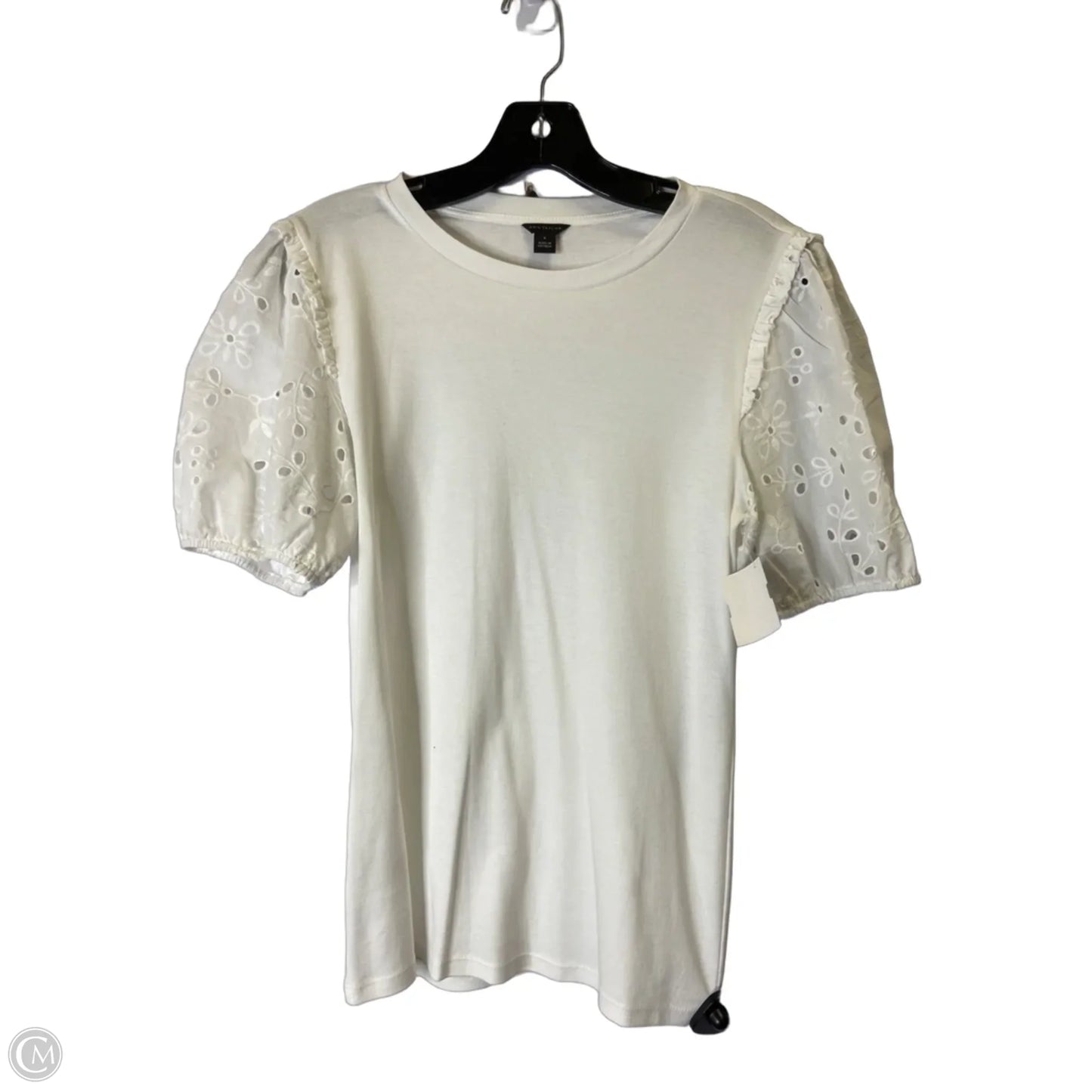 Top Short Sleeve By Ann Taylor In White, Size: S
