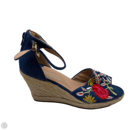Sandals Heels Wedge By Spring Step In Blue, Size: 8