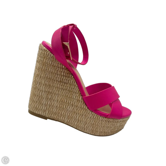 Sandals Heels Wedge By Bamboo In Pink, Size: 7