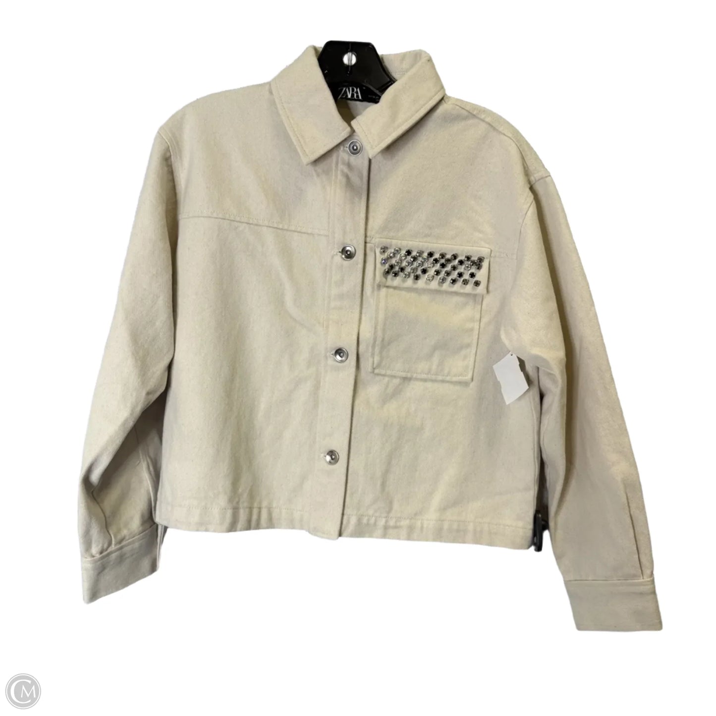 Jacket Shirt By Zara In Cream, Size: Xs