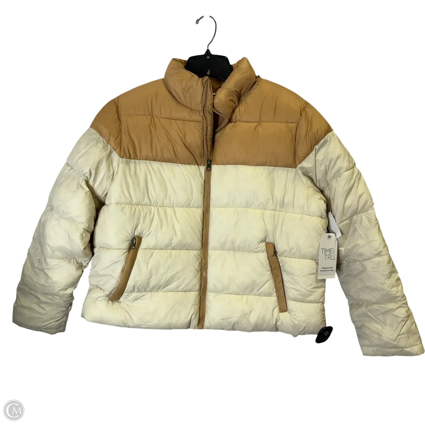Jacket Puffer & Quilted By Time And Tru In Cream, Size: L
