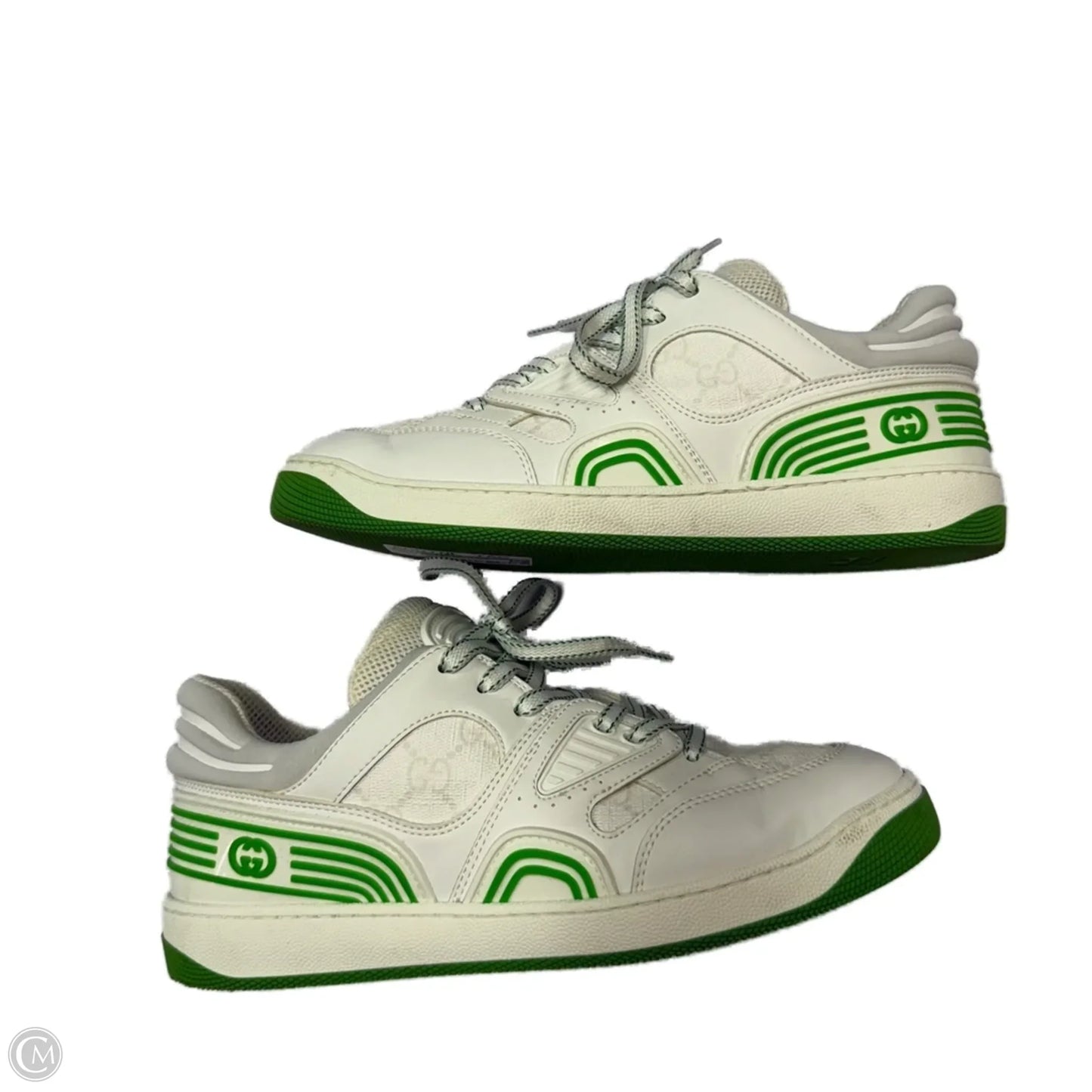 Shoes Luxury Designer By Gucci In Green & White, Size: 8