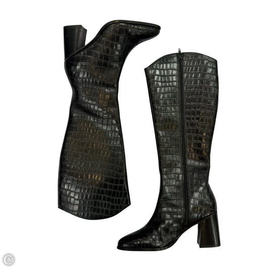 Boots Knee Heels By Clothes Mentor In Black, Size: 8