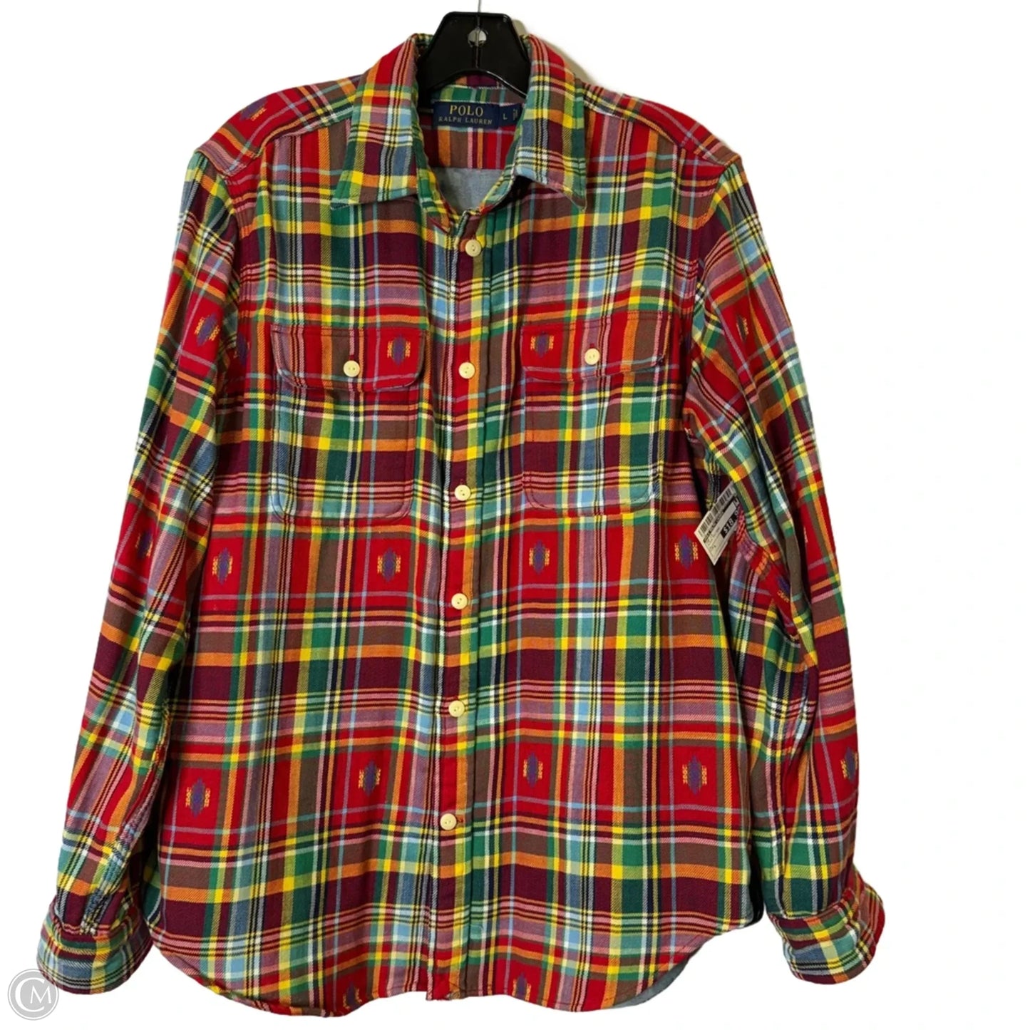 Top Long Sleeve By Polo Ralph Lauren In Plaid Pattern, Size: L