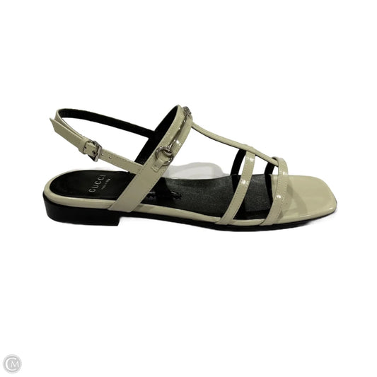 Sandals Luxury Designer By Gucci In Cream, Size: 7.5