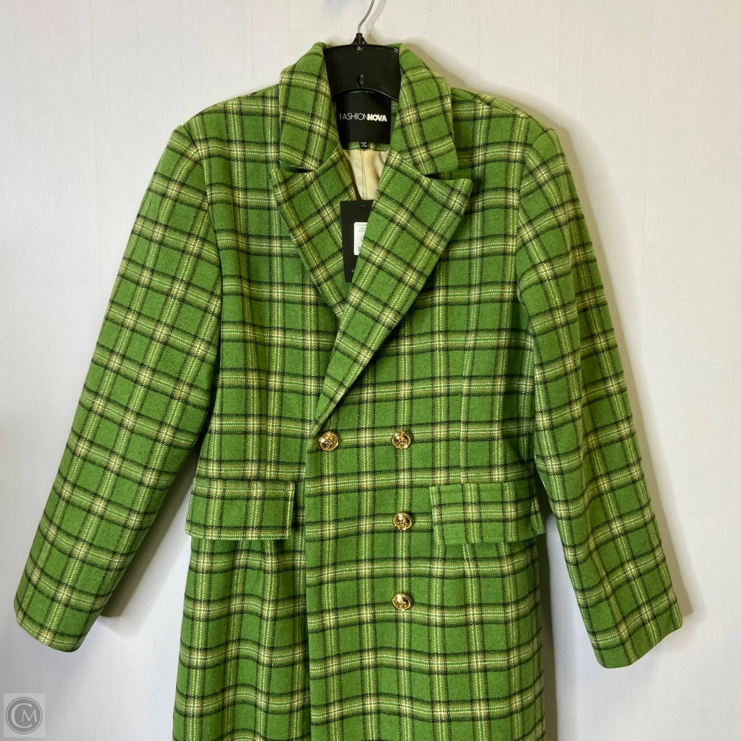Coat Trench Coat By Fashion Nova In Green, Size: L