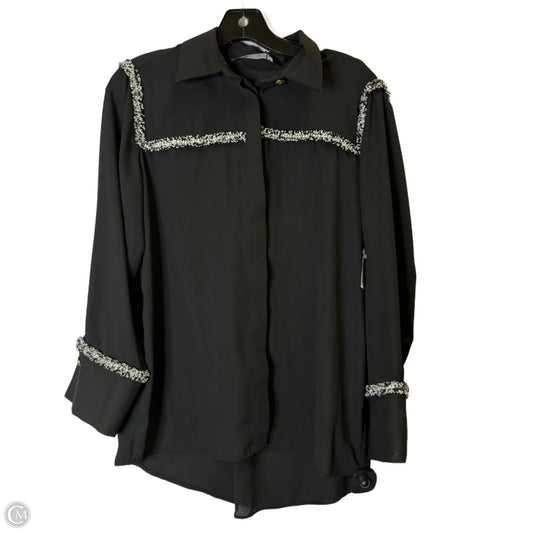 Blouse Long Sleeve By Zara In Black, Size: S