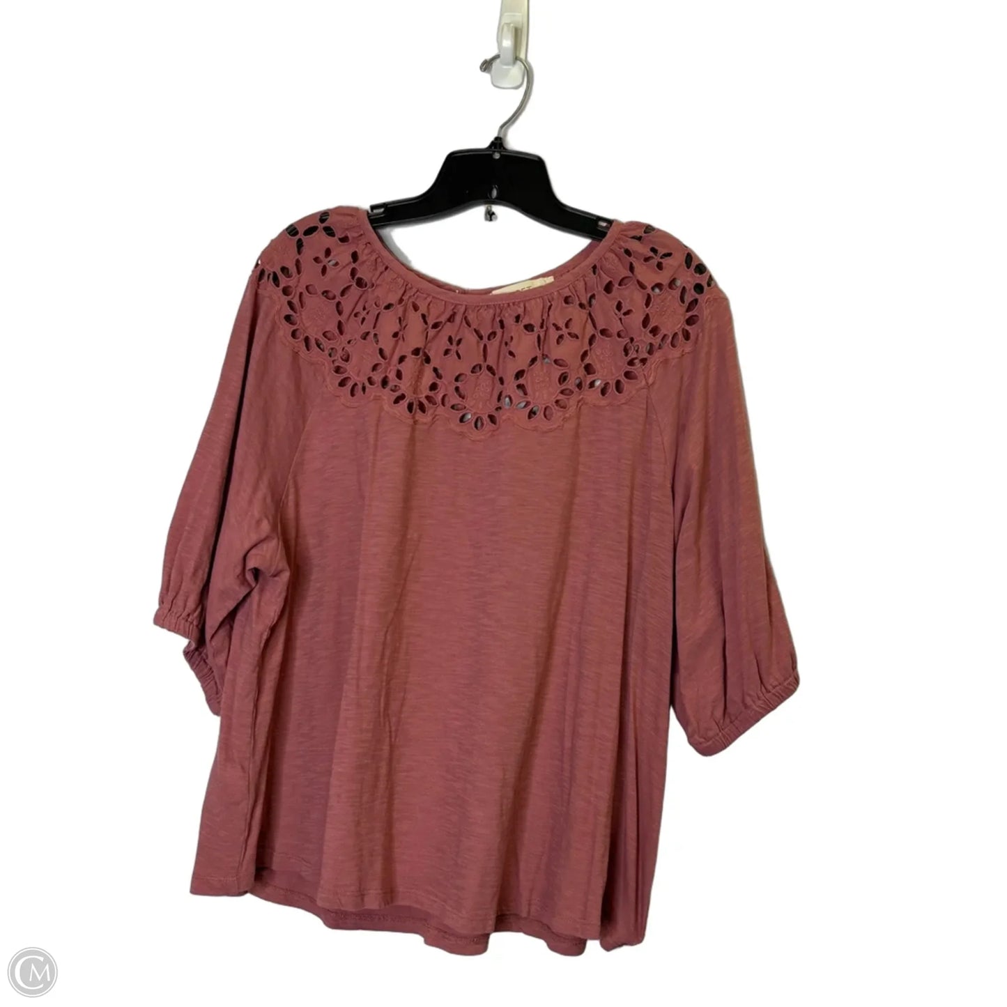 Top Short Sleeve By Loft In Pink, Size: Xl