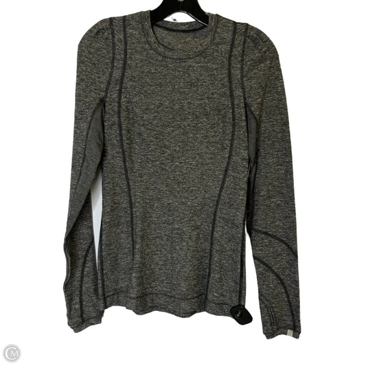 Athletic Top Long Sleeve Collar By Lululemon In Grey, Size: 4