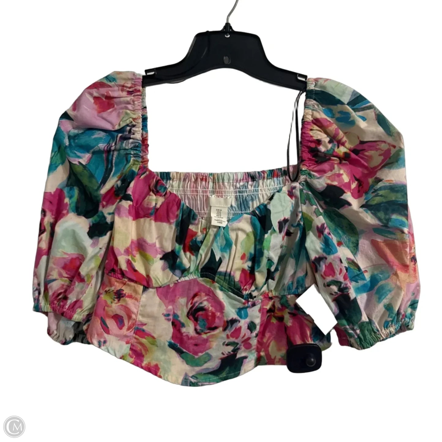 Top Short Sleeve By H&m In Floral Print, Size: M