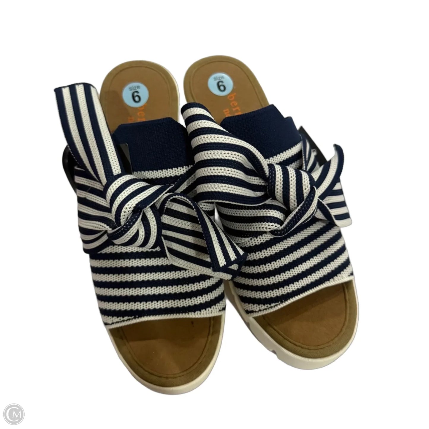 Sandals Heels Platform By Bernie Mev In Blue & White, Size: 6
