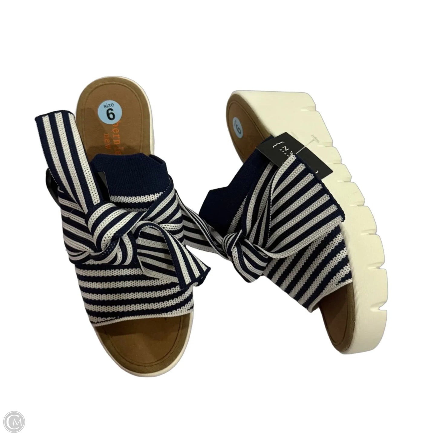 Sandals Heels Platform By Bernie Mev In Blue & White, Size: 6