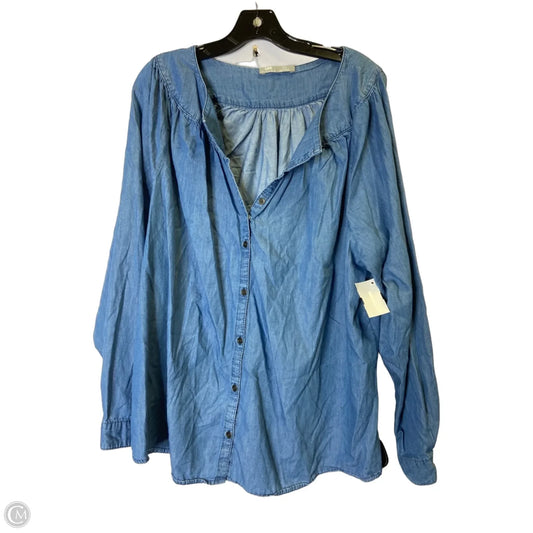 Top Long Sleeve By Lee In Blue Denim, Size: 2x