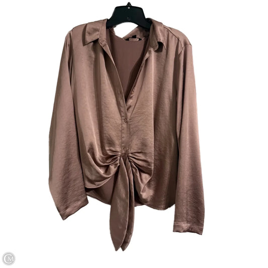 Top Long Sleeve By Express In Brown, Size: Xl