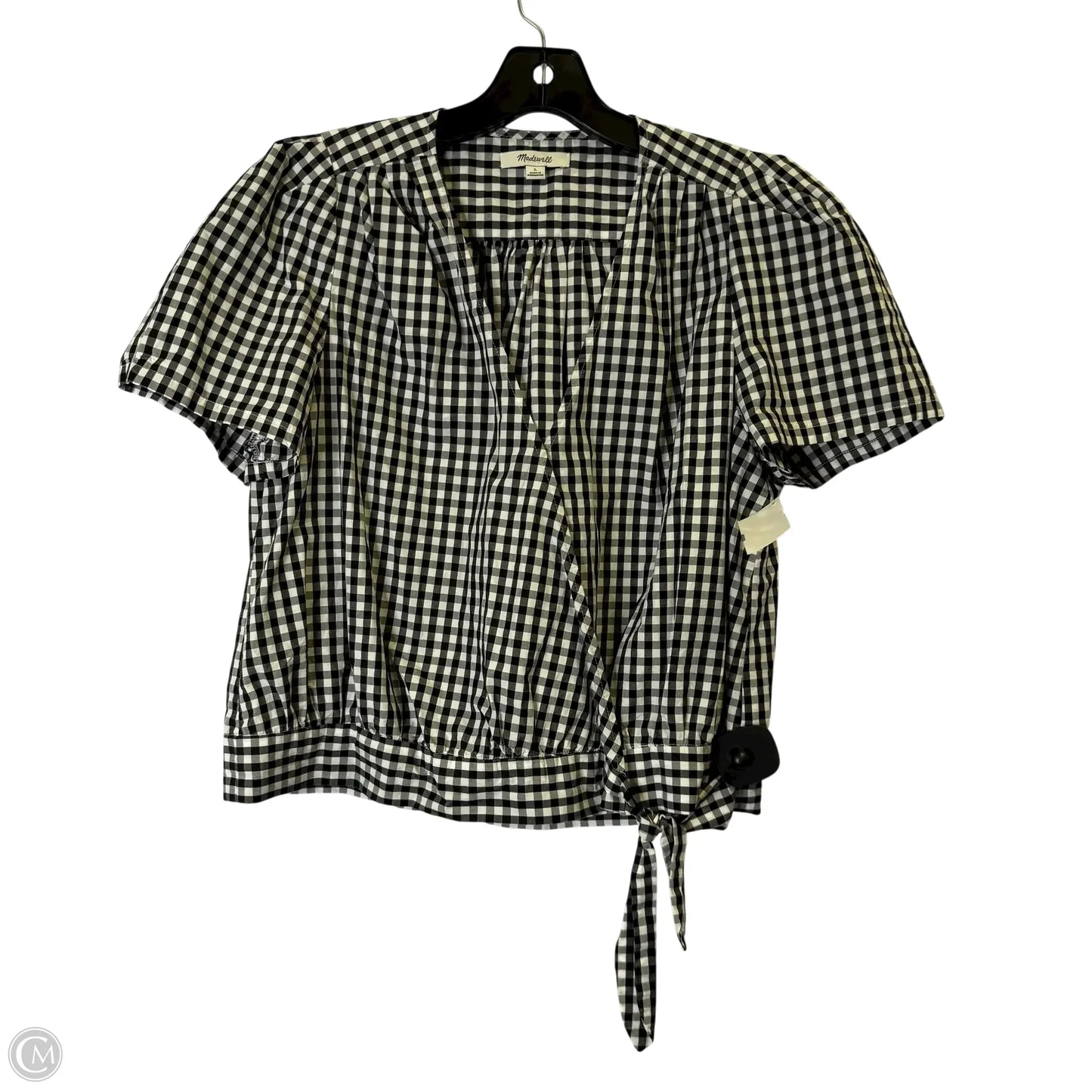 Top Short Sleeve By Madewell In Plaid Pattern, Size: L