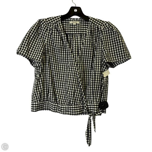 Top Short Sleeve By Madewell In Plaid Pattern, Size: L