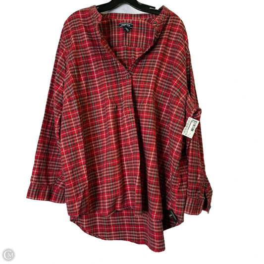Top Long Sleeve By Lands End In Red, Size: 24