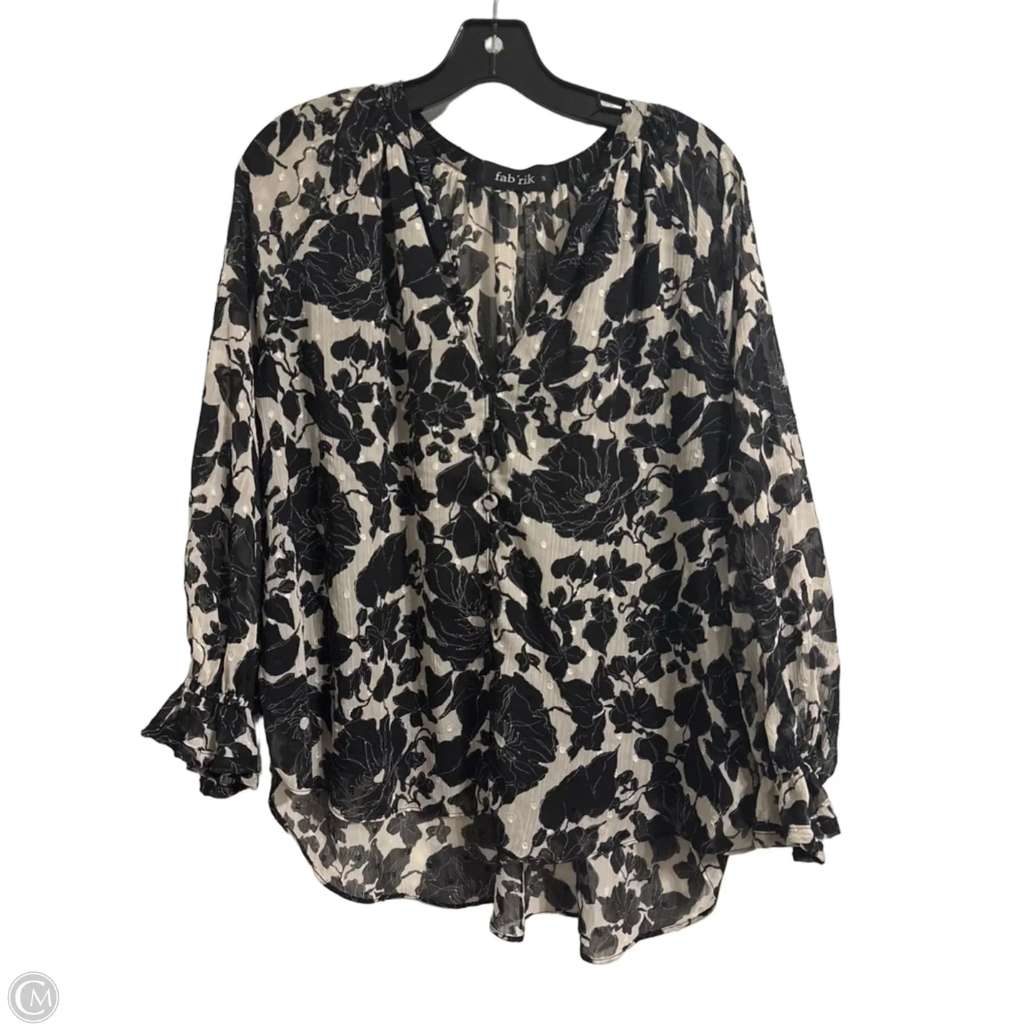 Top Long Sleeve By Fabrik In Black, Size: S
