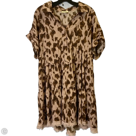 Dress Casual Short By Umgee In Pink & Tan, Size: L