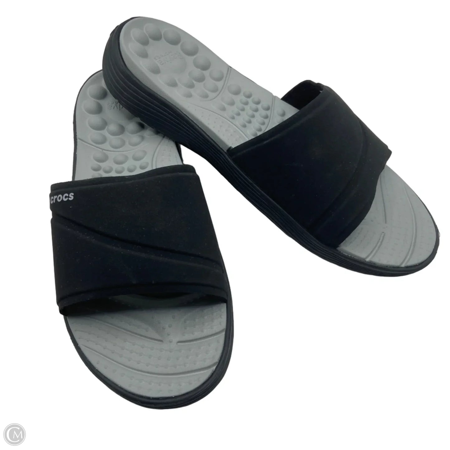 Sandals Flip Flops By Crocs In Black, Size: 11