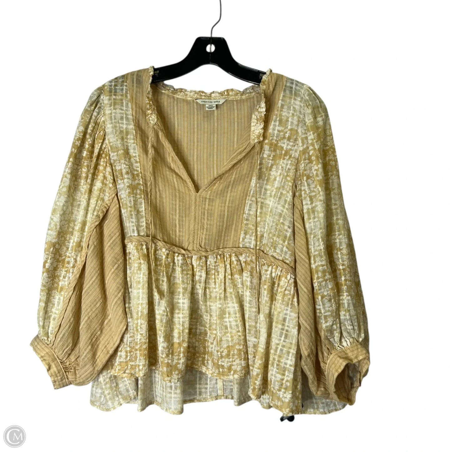 Top Long Sleeve By American Eagle In Brown, Size: Sp