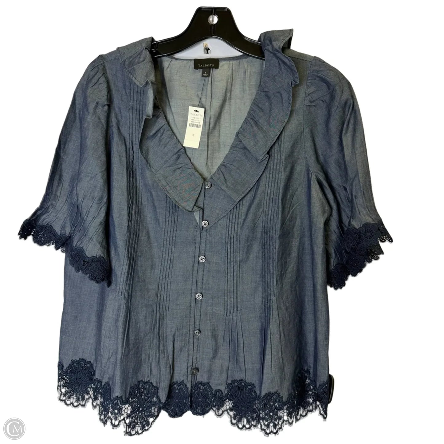 Top Short Sleeve By Talbots In Blue Denim, Size: S