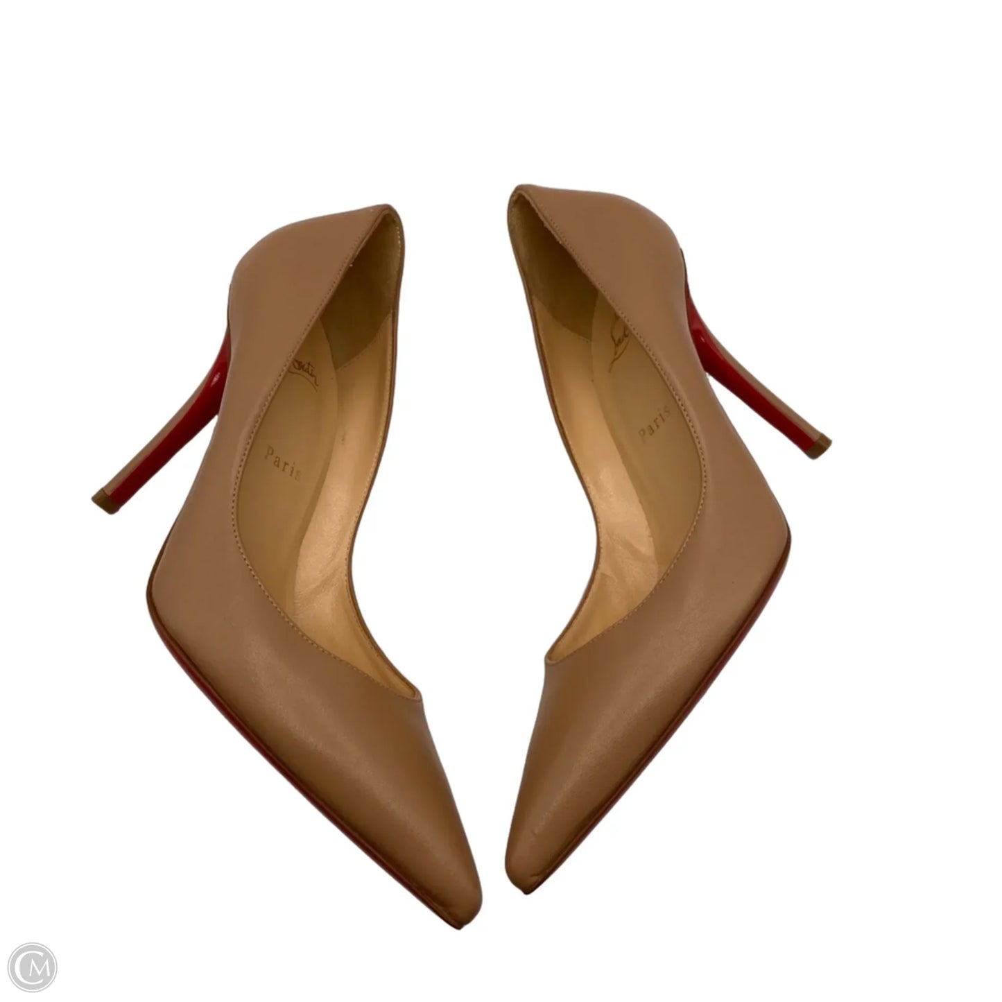 Shoes Luxury Designer By Christian Louboutin In Tan, Size: 8.5