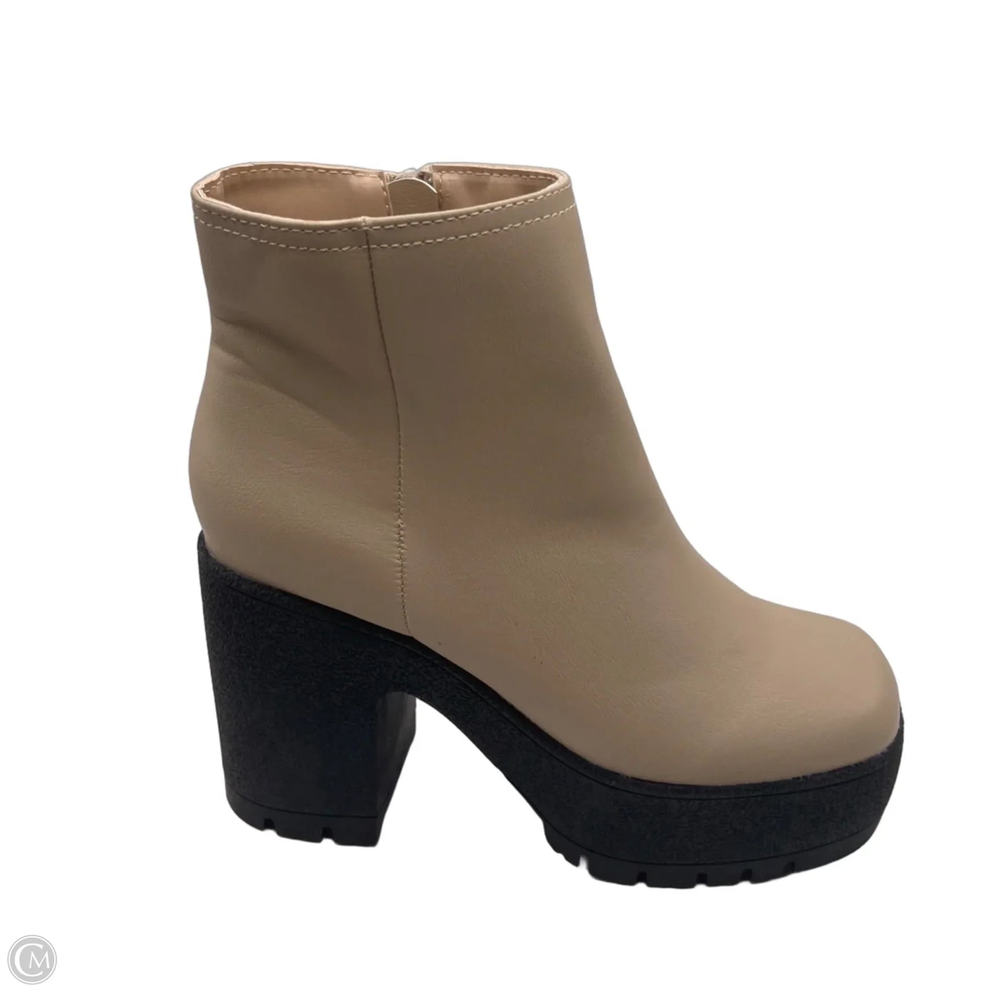 Boots Ankle Heels By Bamboo In Cream, Size: 7.5