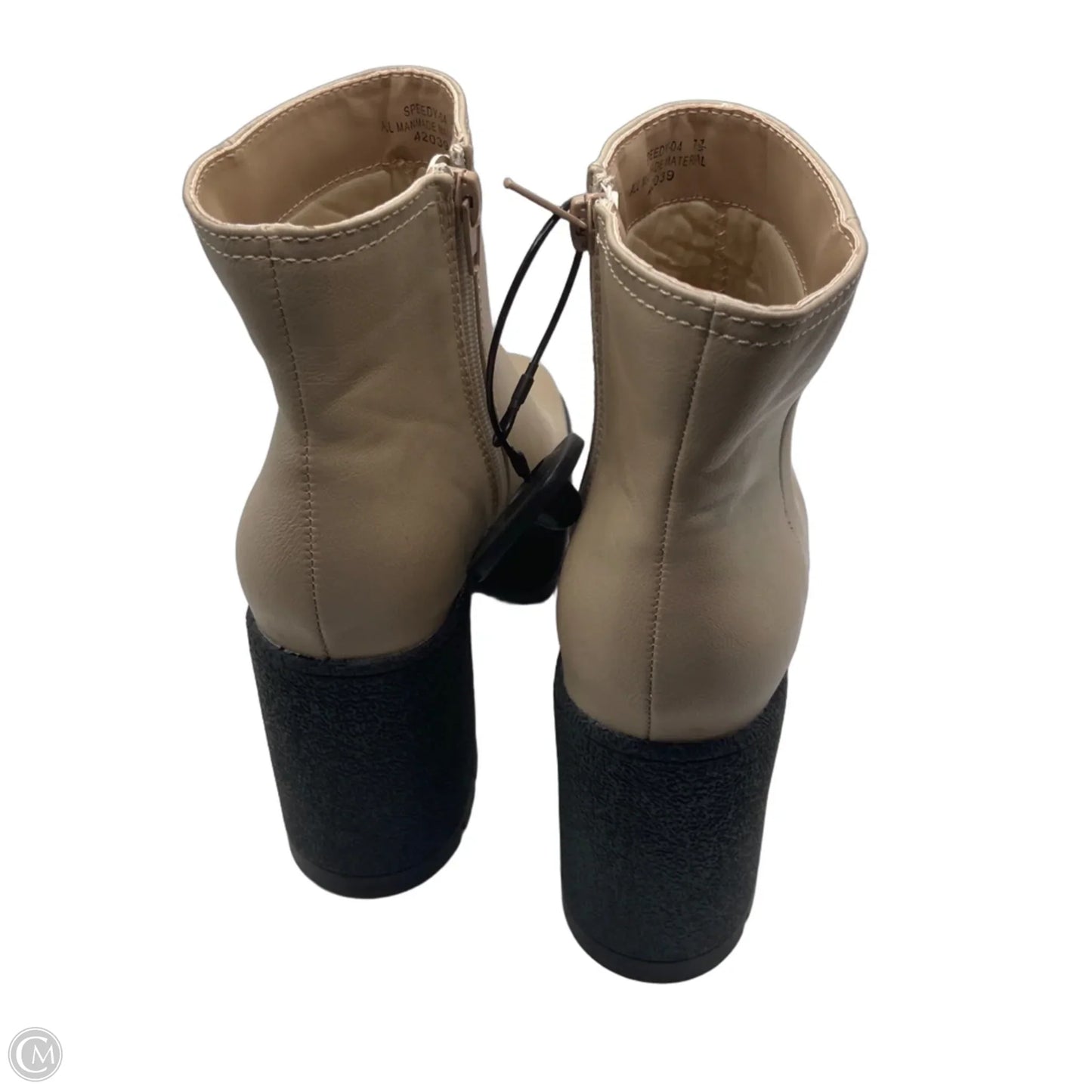 Boots Ankle Heels By Bamboo In Cream, Size: 7.5