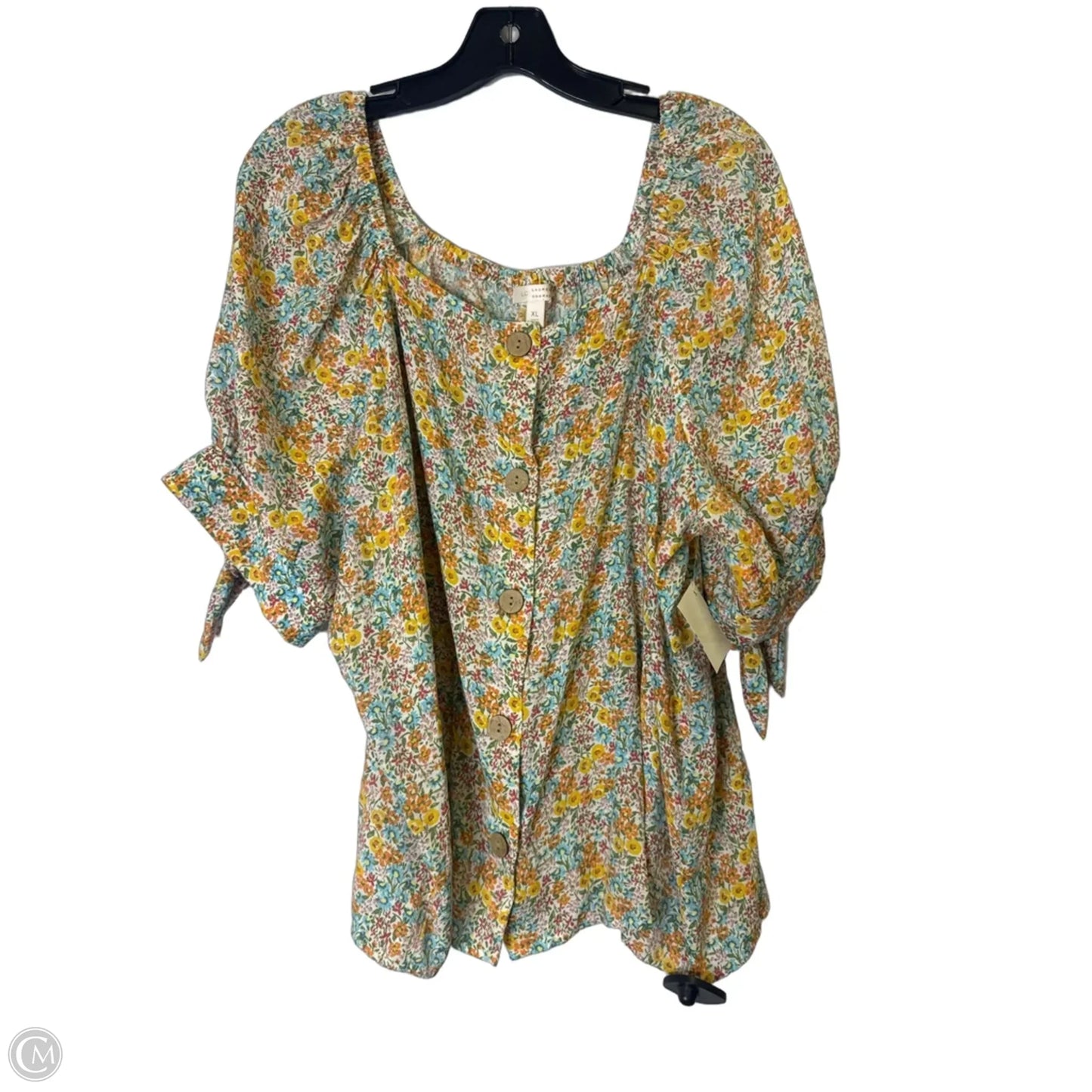 Top Short Sleeve By Lc Lauren Conrad In Floral Print, Size: Xl