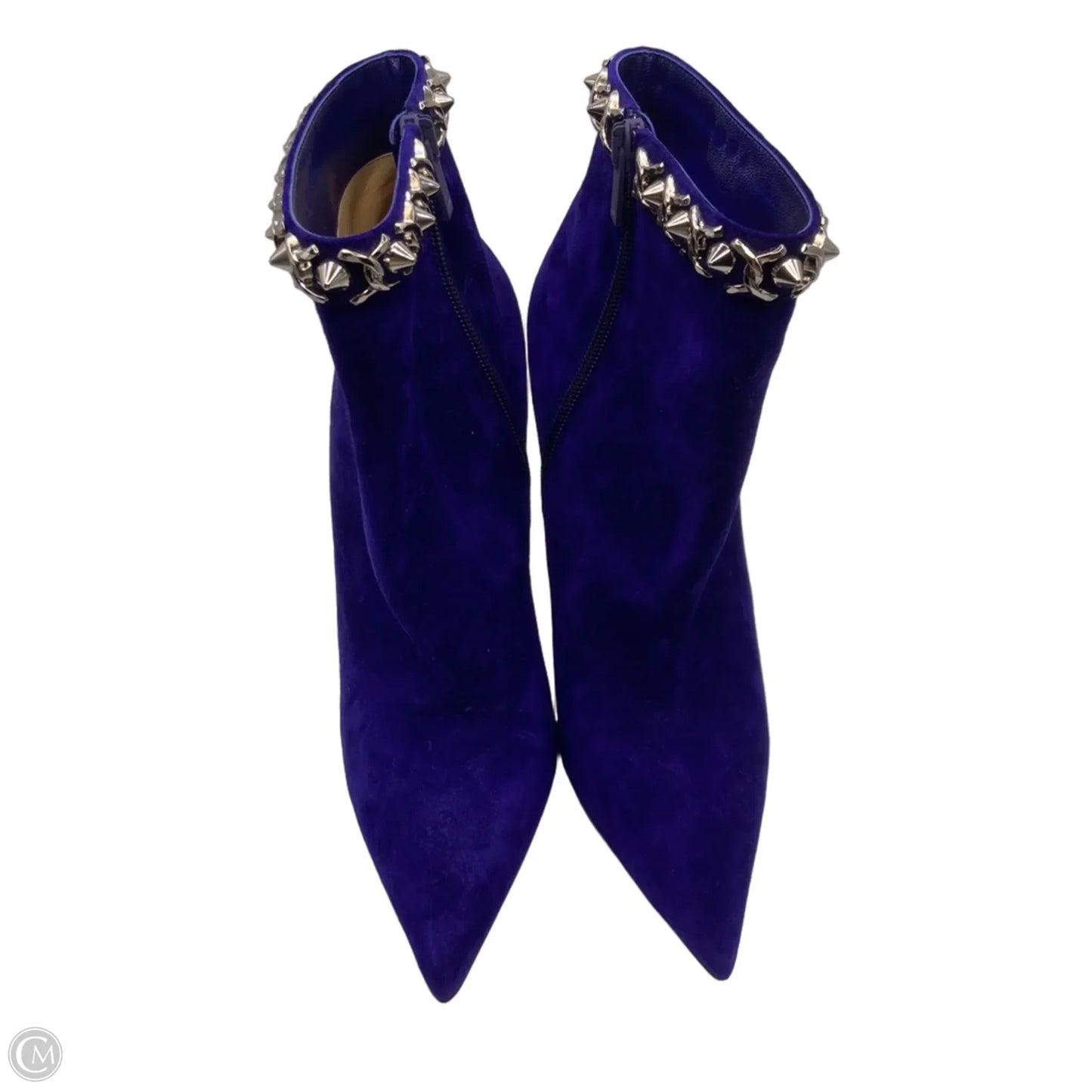 Boots Luxury Designer By Christian Louboutin In Blue, Size: 10