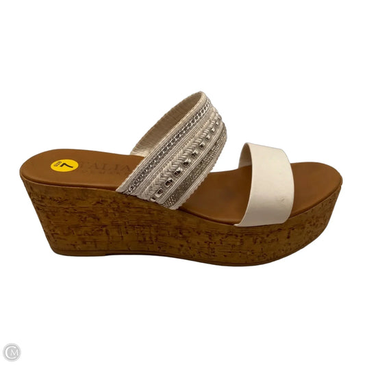 Sandals Heels Wedge By Italian Shoemakers In White, Size: 7