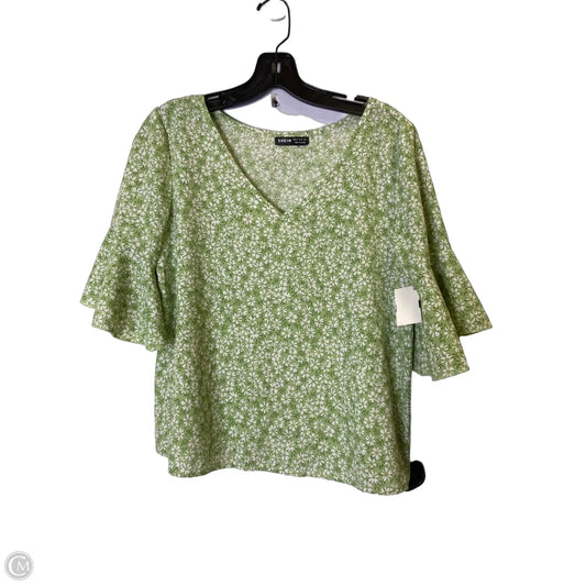 Blouse Short Sleeve By Shein In Green, Size: M