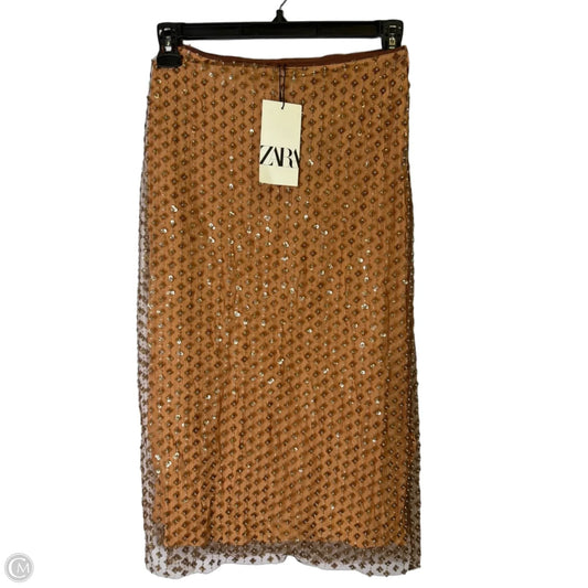 Skirt Midi By Zara In Brown, Size: Xs