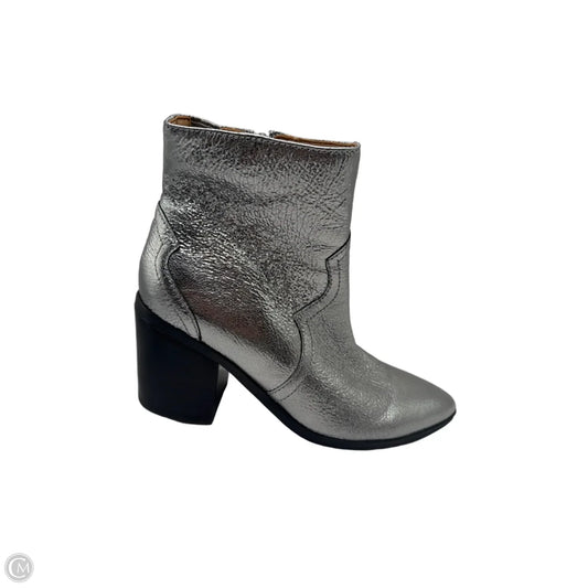 Boots Ankle Heels By Isaac Mizrahi In Silver, Size: 7