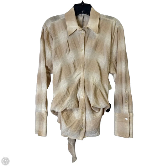 Top Long Sleeve By Zara In Tan, Size: M
