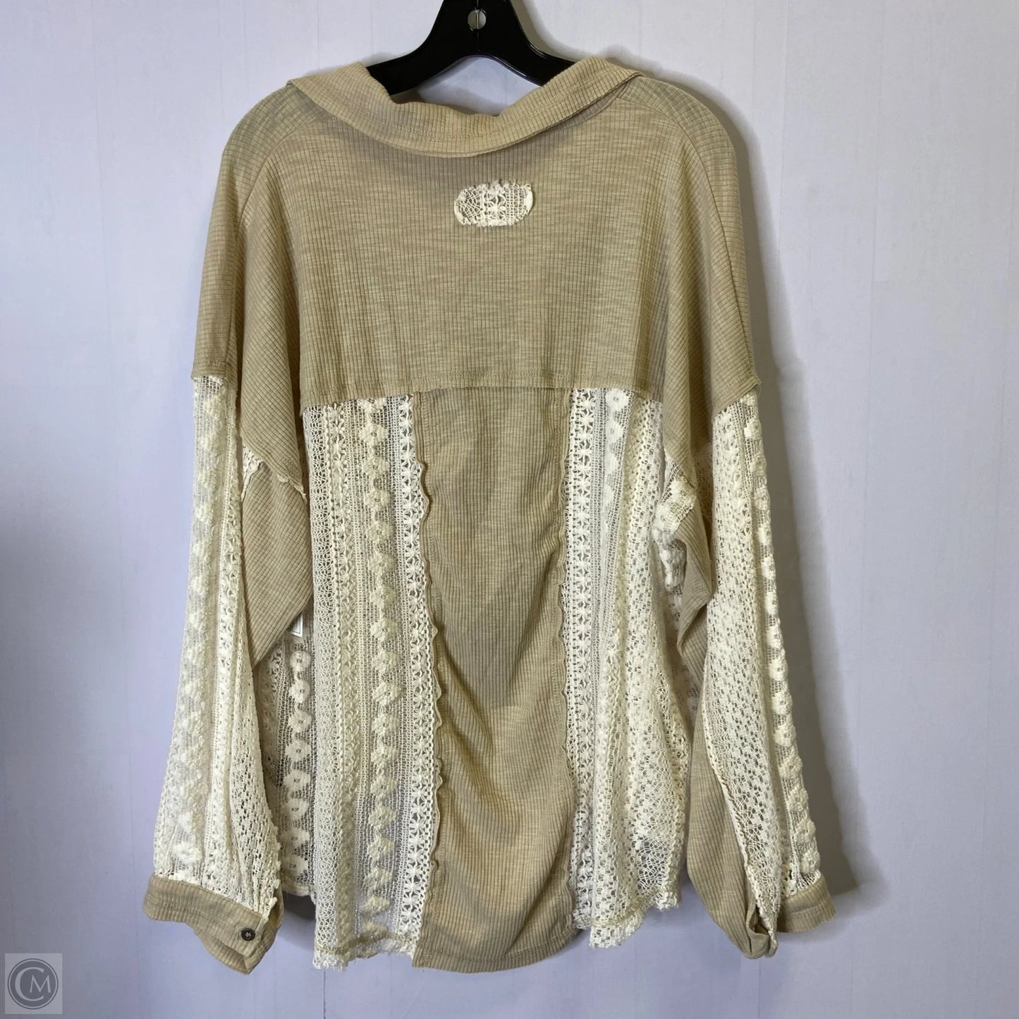 Top Long Sleeve By Pol In Cream & Tan, Size: L