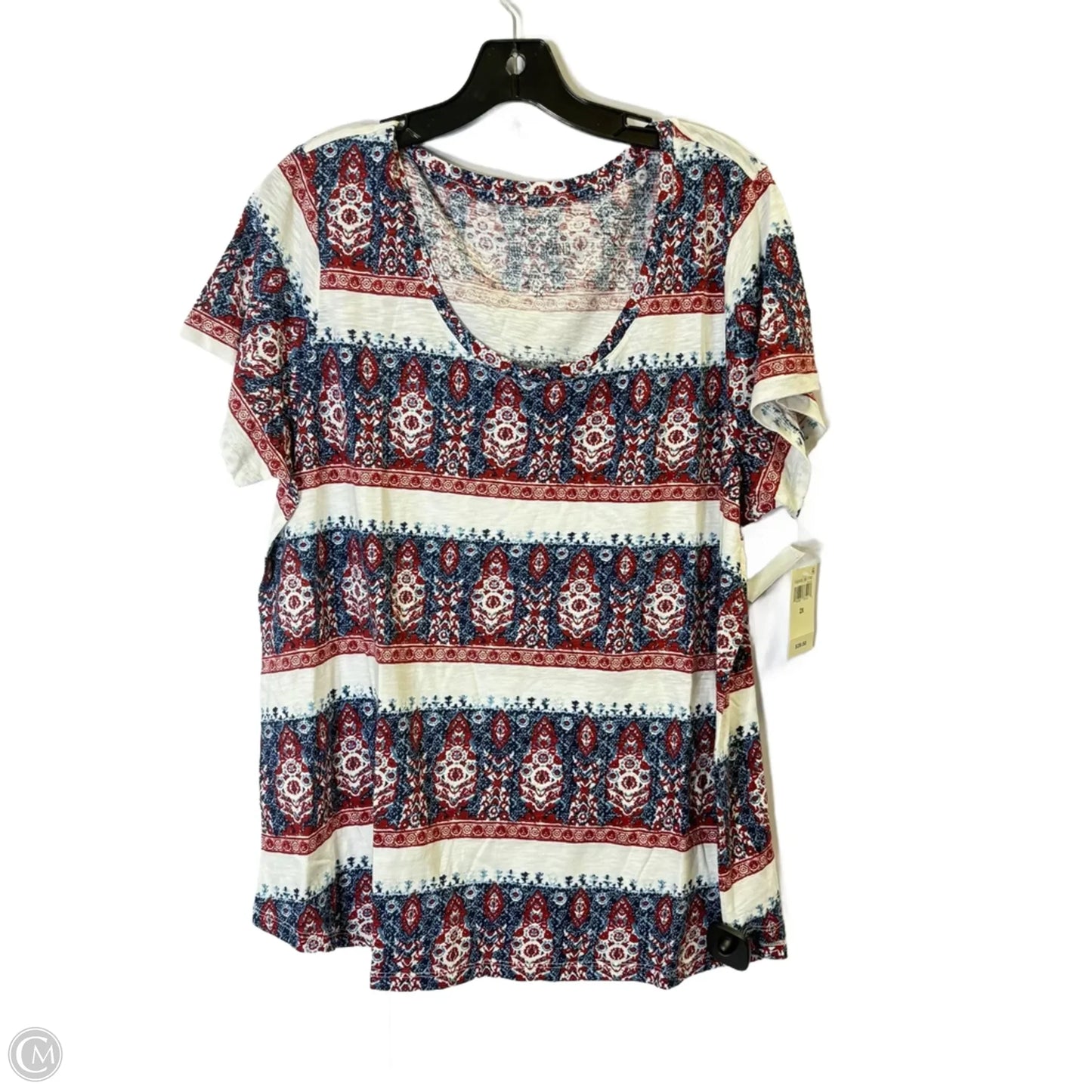 Top Short Sleeve Basic By Lucky Brand In Red & White, Size: 2x