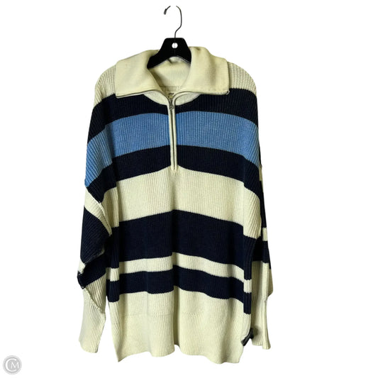 Sweatshirt Collar By Aerie In Blue & Cream, Size: M