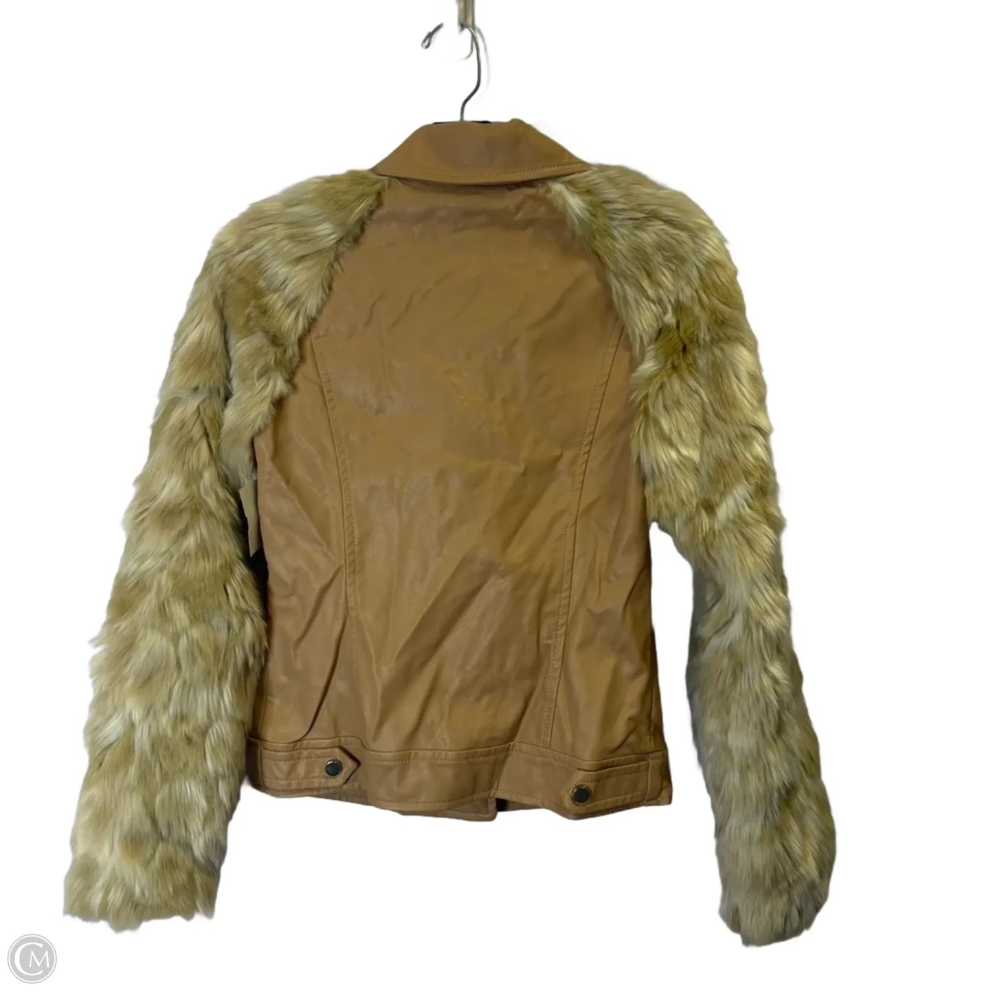 Jacket Leather By Guess In Tan, Size: Xs