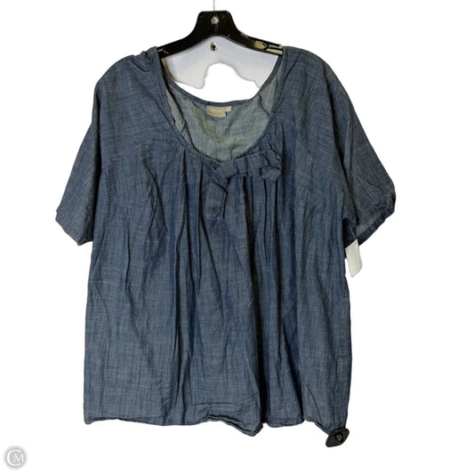 Top Short Sleeve By Eshakti In Blue, Size: 3x